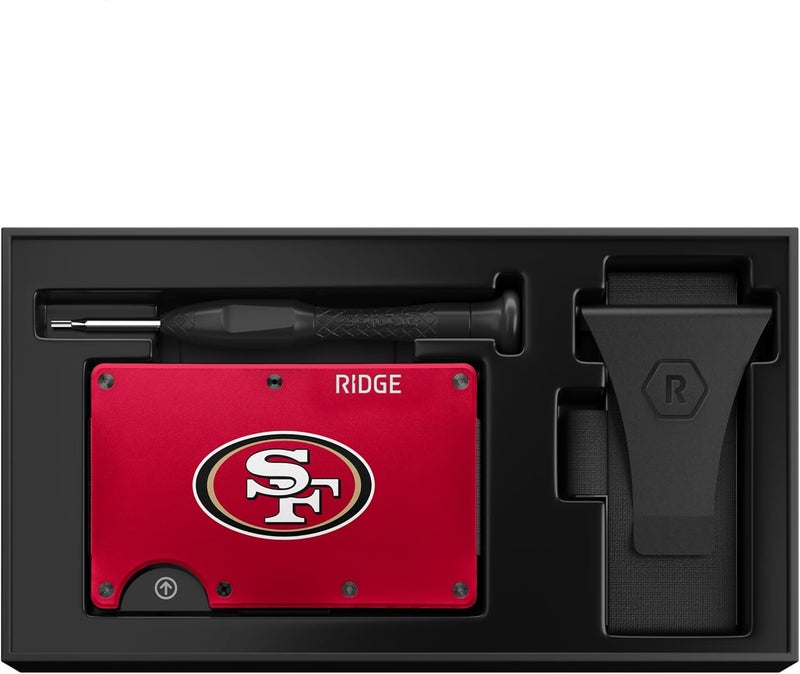 The Ridge إصدار NFL، محفظة معدنية ألومنيوم للرجال بتصميم بسيط - مانع RFID، مرن، نحيف لحفظ بطاقات الائتمان في الجيب الأمامي مع حزام نقدي وملقط نقود إضافي - Image 5